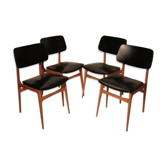 Ensemble de quatre chaises scandinaves années 60