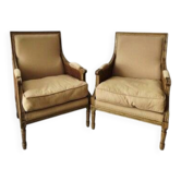 Pair of French antique Louis XV style armchairs (cane back armchairs)