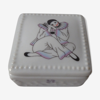 Boite Pierrot en porcelaine