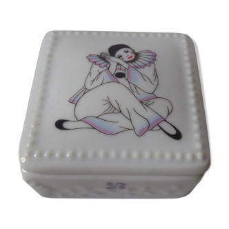 Boite Pierrot en porcelaine