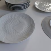White porcelain plates vintage fish motif - ocean cnd france