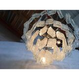 Italian "brick" transparent kromo metal frame murano glass chandelier