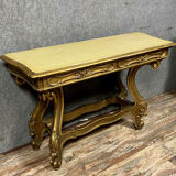 Louis XV Baroque console in gilded wood and lacquered wood circa 1900