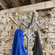 Free-standing coat rack in metal and wood 1980 1990