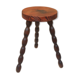 Vintage solid wooden tripod stool