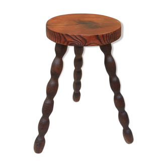 Vintage solid wooden tripod stool