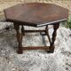 Old octagonal coffee table wood turned feet vintage