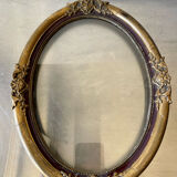 Antique Wooden gilded colored Oval  Picture Frame with glass