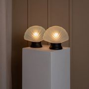Set of 2 Murano glass shell lamps - light blue table lamp - vintage Space Age design Italy - 1980s