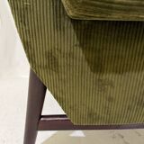 Mid-Century Modern Pair of Italian Armchairs, Green Velvet, 1960s