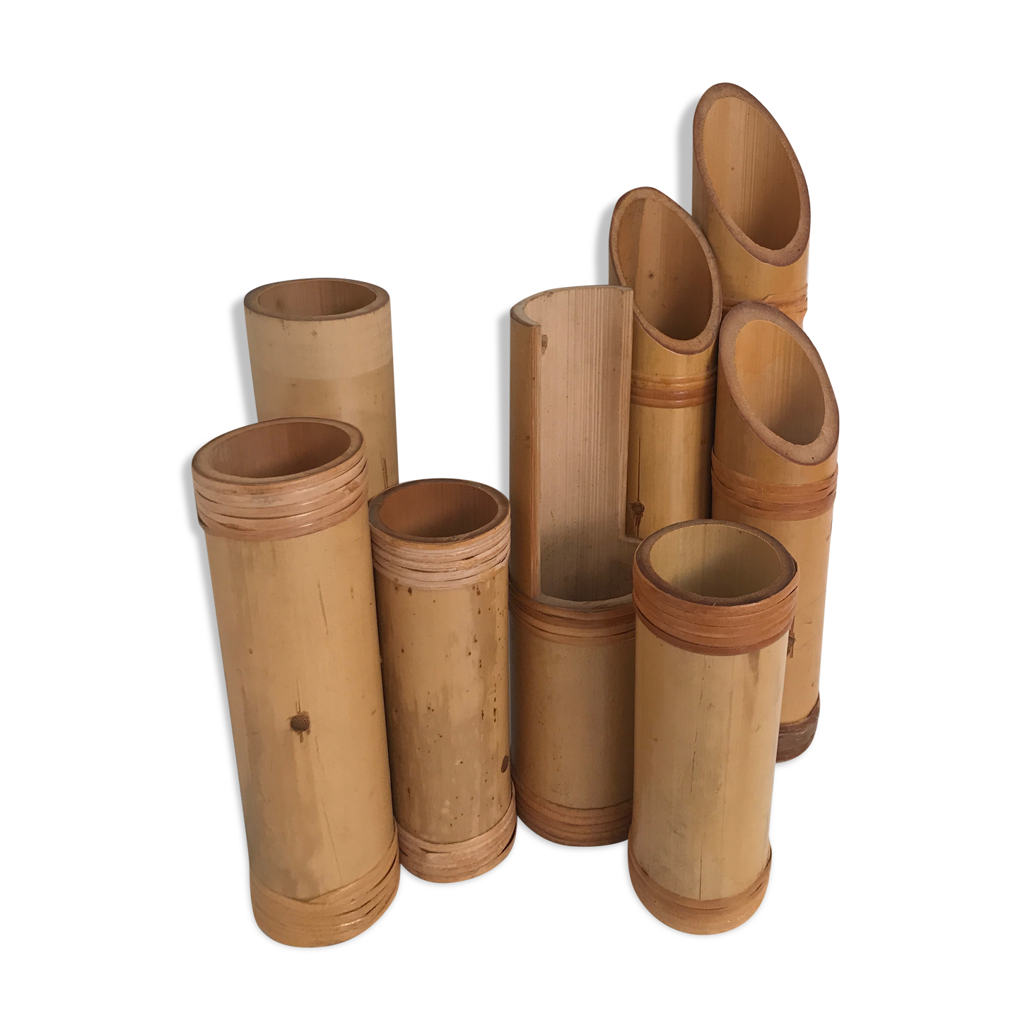 Lot of vintage natural bamboo vase