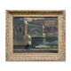 Peinture, un pêcheur en bord de seine