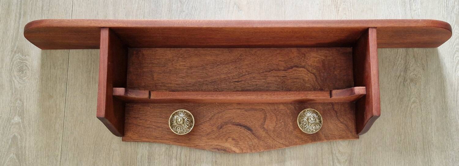 1950s mahogany wood wall shelf