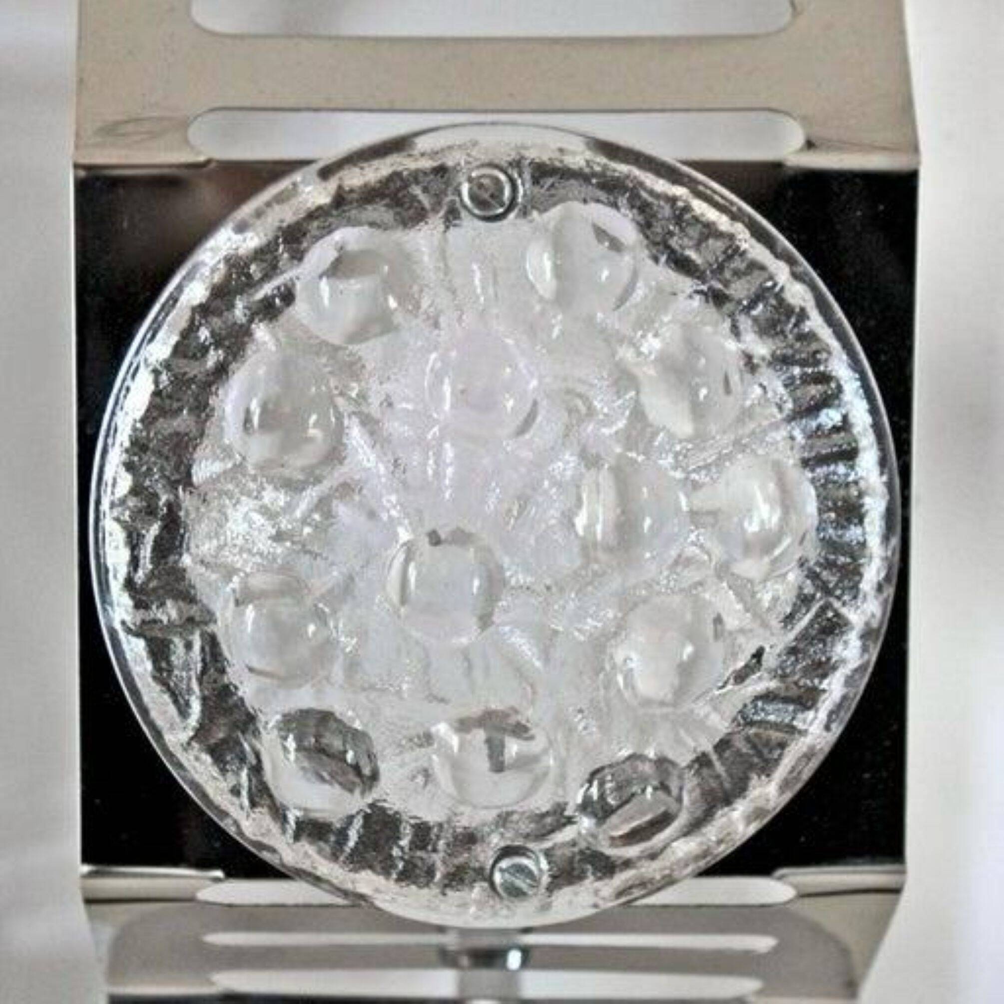 1970s Space Age Chromed Pendant Lamp attributed to AV Mazzega, Murano Glass
