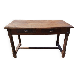 Country farmhouse table in walnut and oak