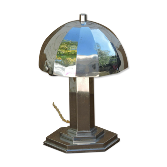 Modernist nickel-made art deco mushroom lamp Morand Paris