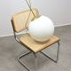 Large mid-century italian opaline & brass sphere pendant lamp