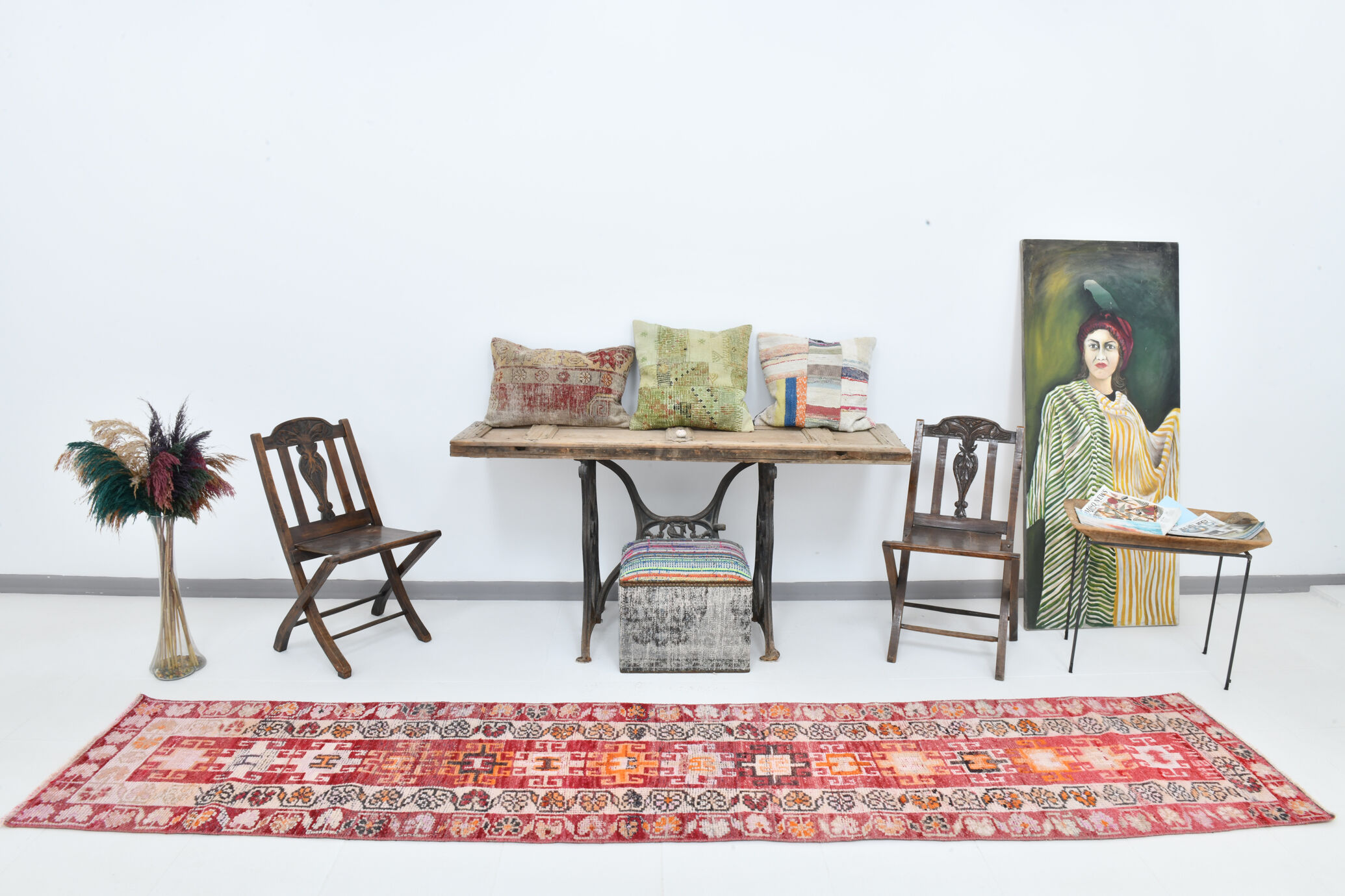 2x12 Vintage Long Runner Rug, 74x354Cm