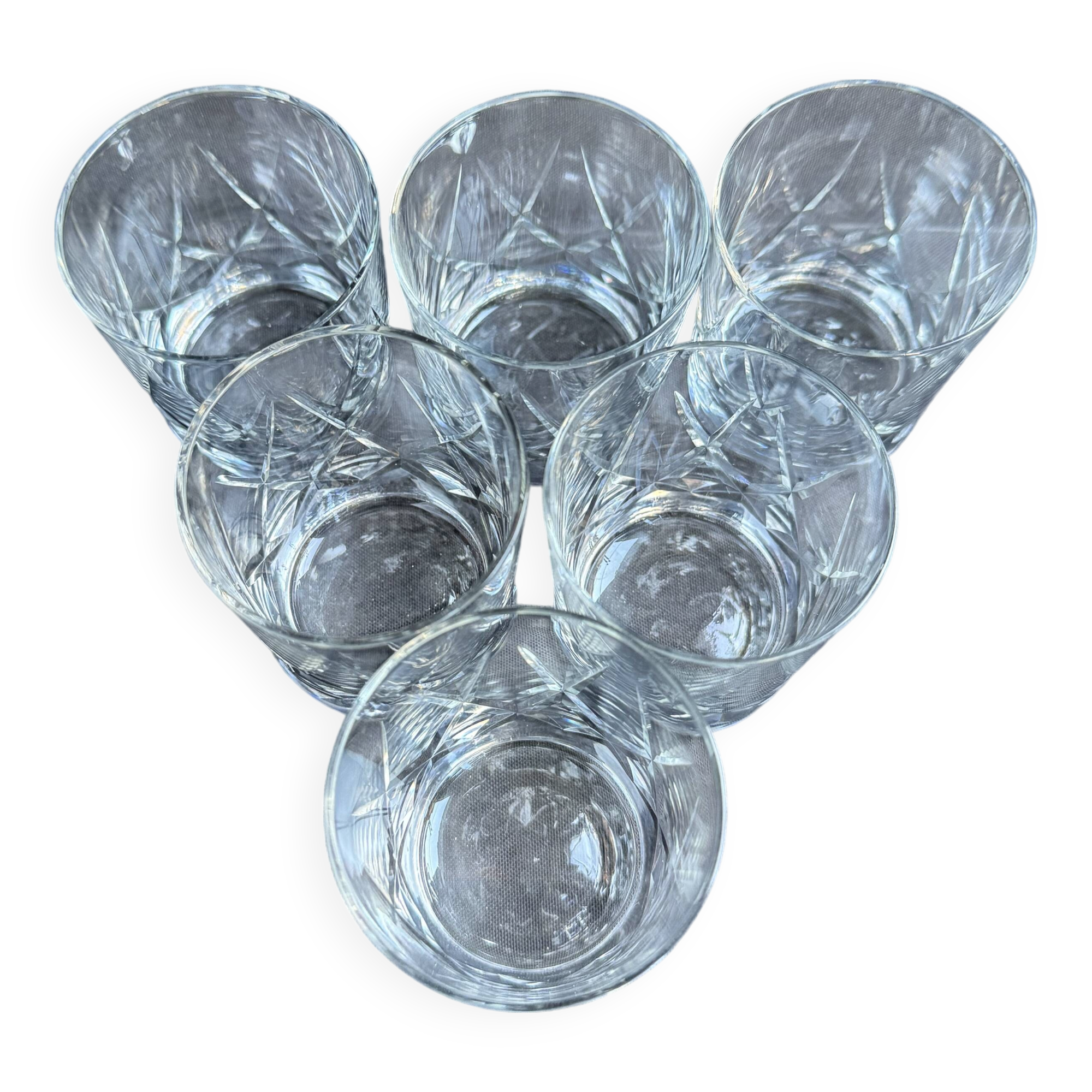 6 Verres à porto cristal taillé