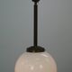 Charming vintage glass globe pendant lamp, milk glass in ArtDeco style