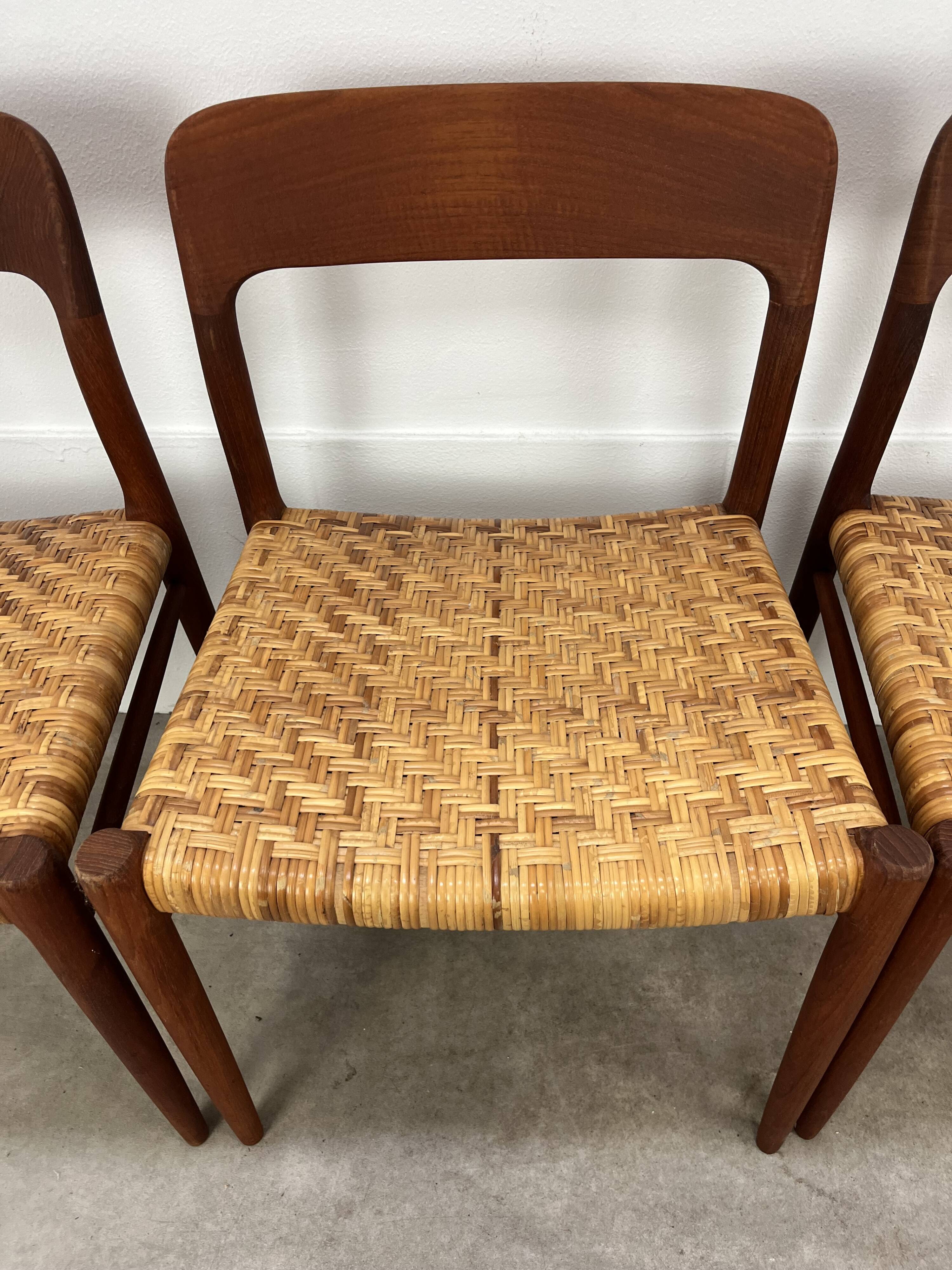 4 chairs 75 by Niels Otto Moller, Scandinavian design, teak