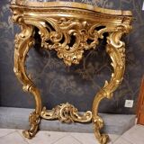 18th century gilded wooden console with 2 legs