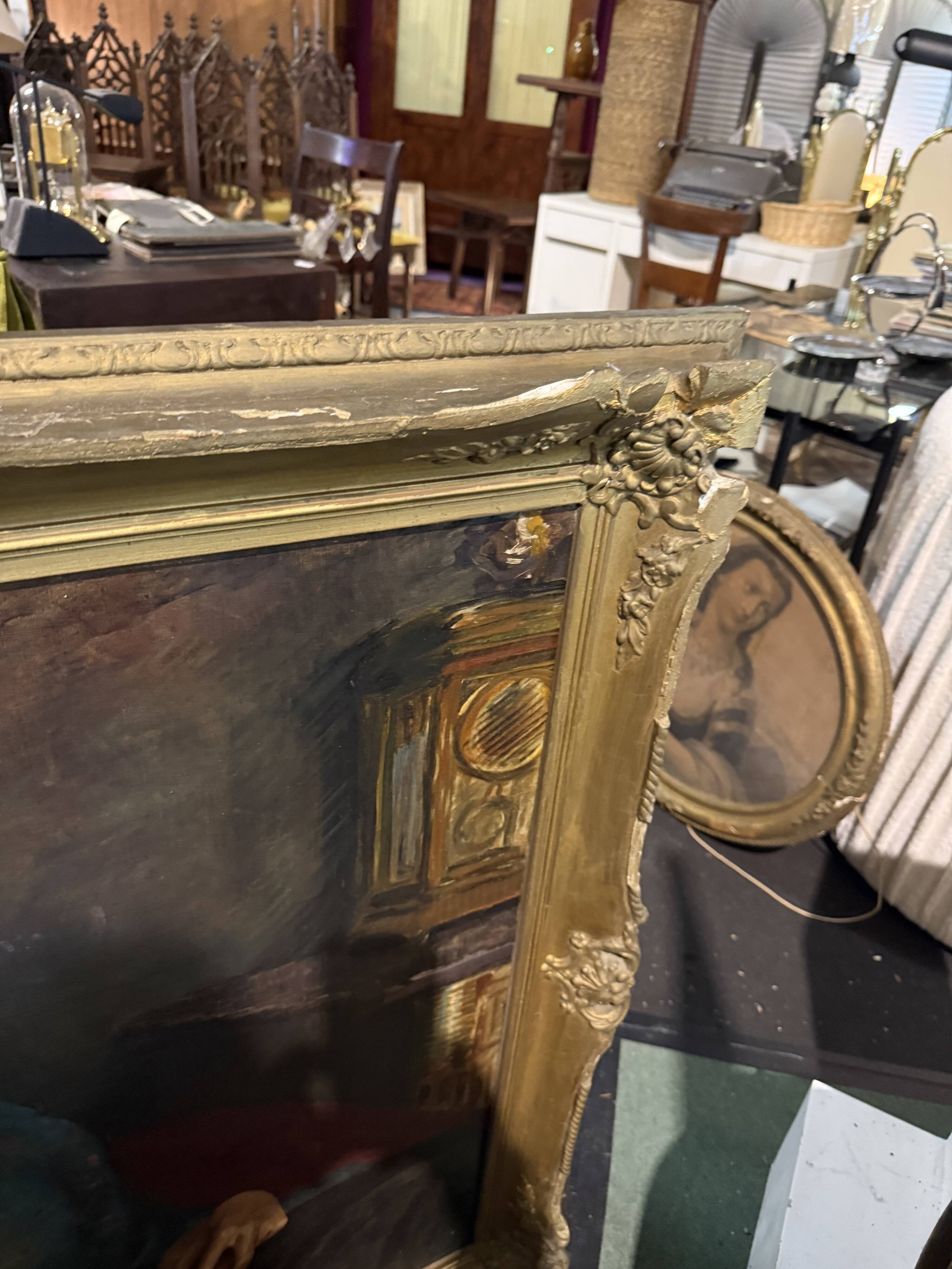 Oil painting portrait on canvas from the 19th century.