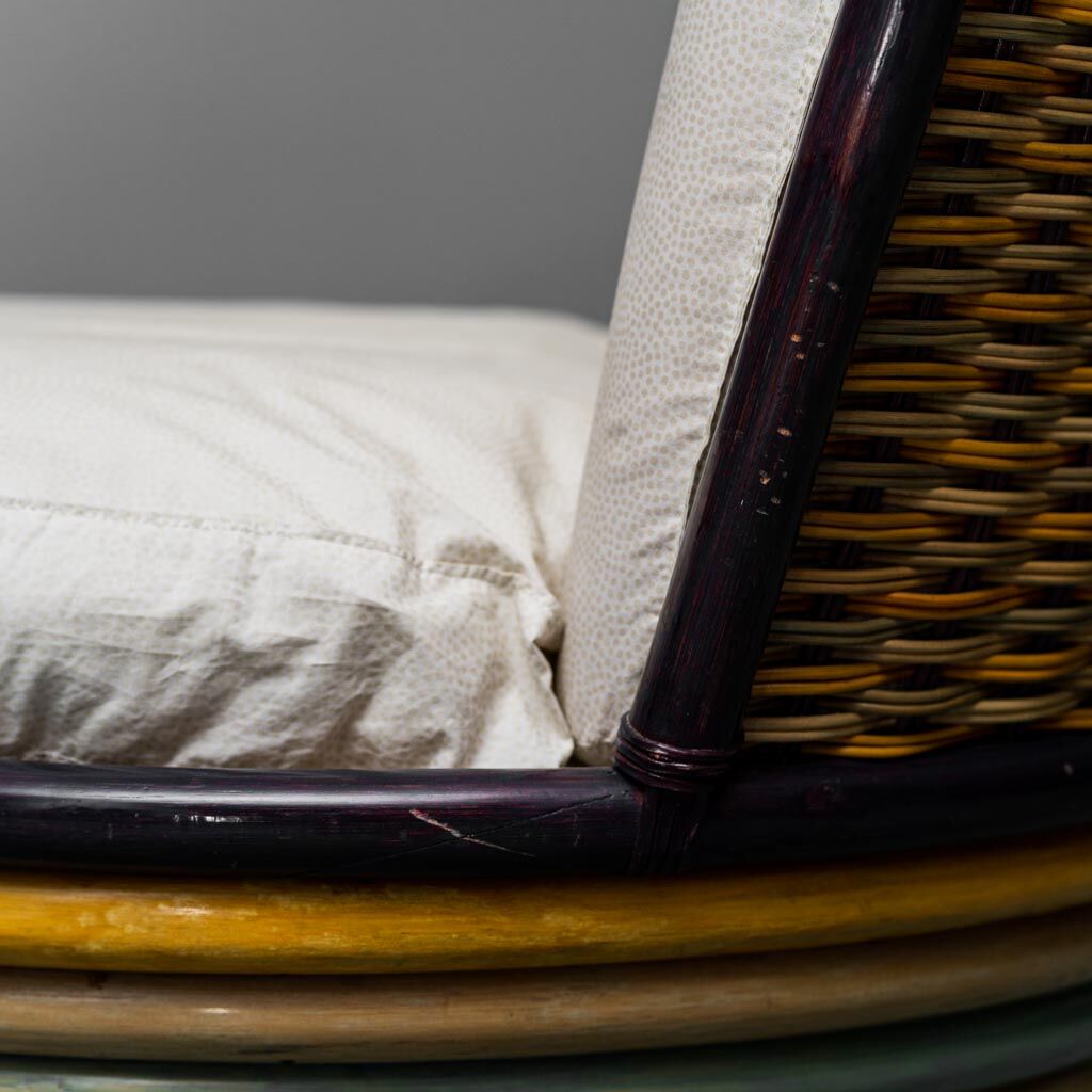 Garden armchair in 60s rattan wood