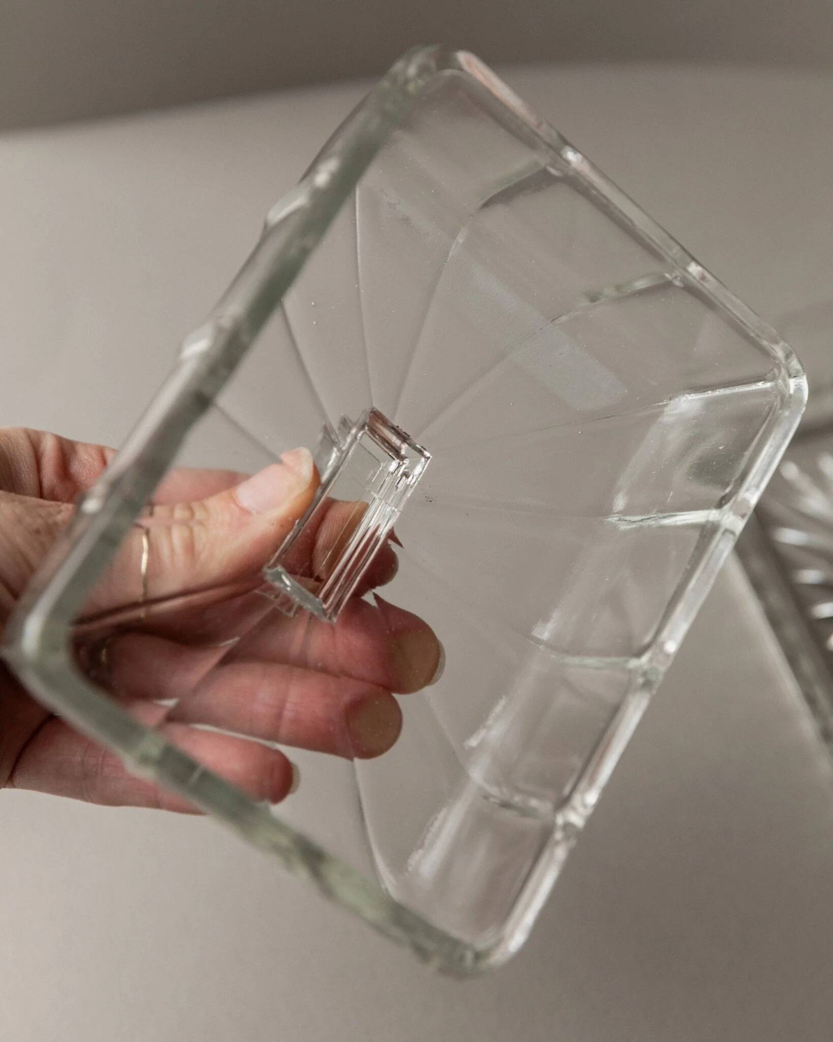 Clear glass butter dish, vintage Art Deco, 1940s Italy - timeless tableware