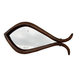 Mirror with fish-shaped wooden frame