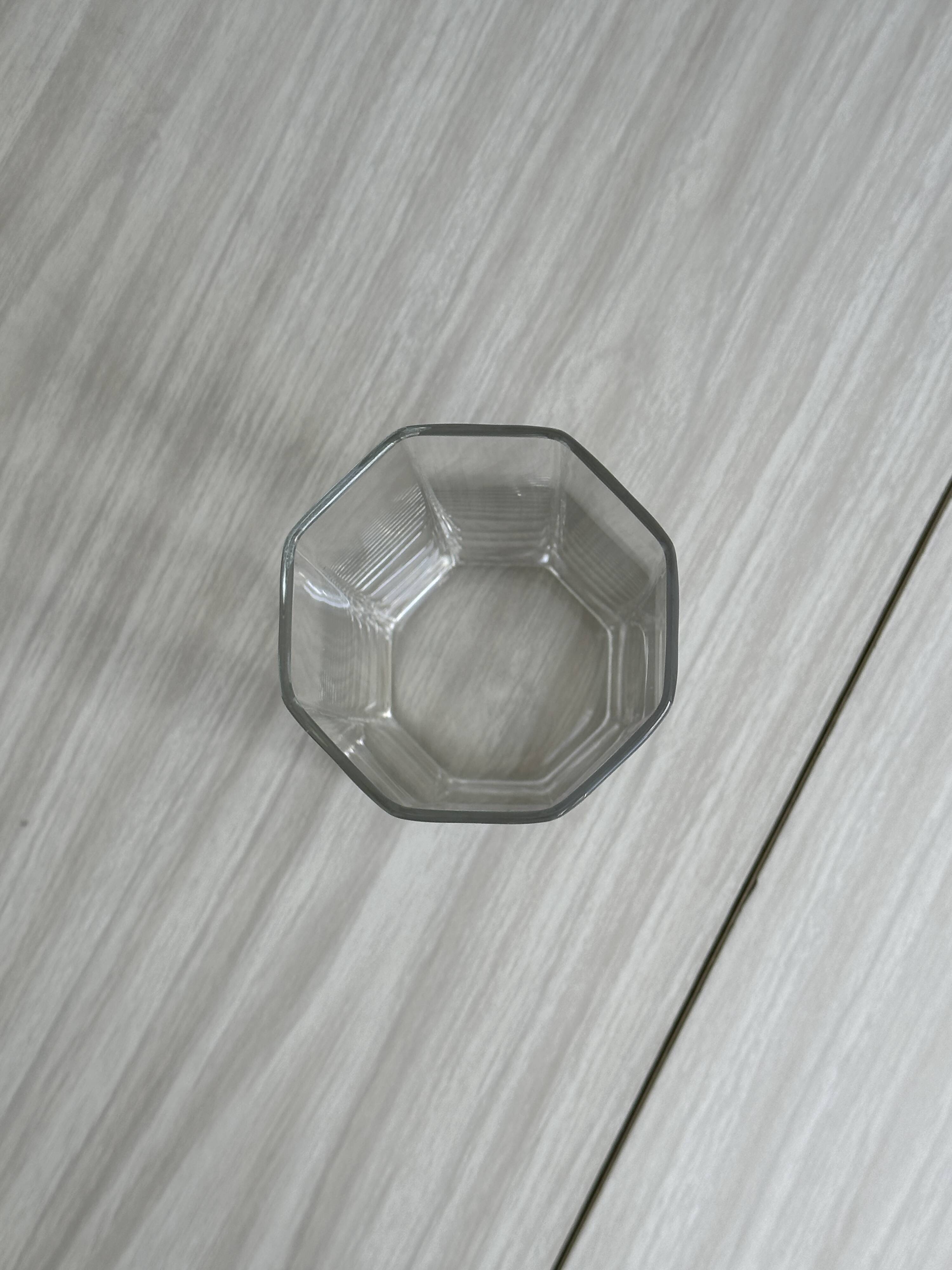 octagonal vase in thick transparent glass