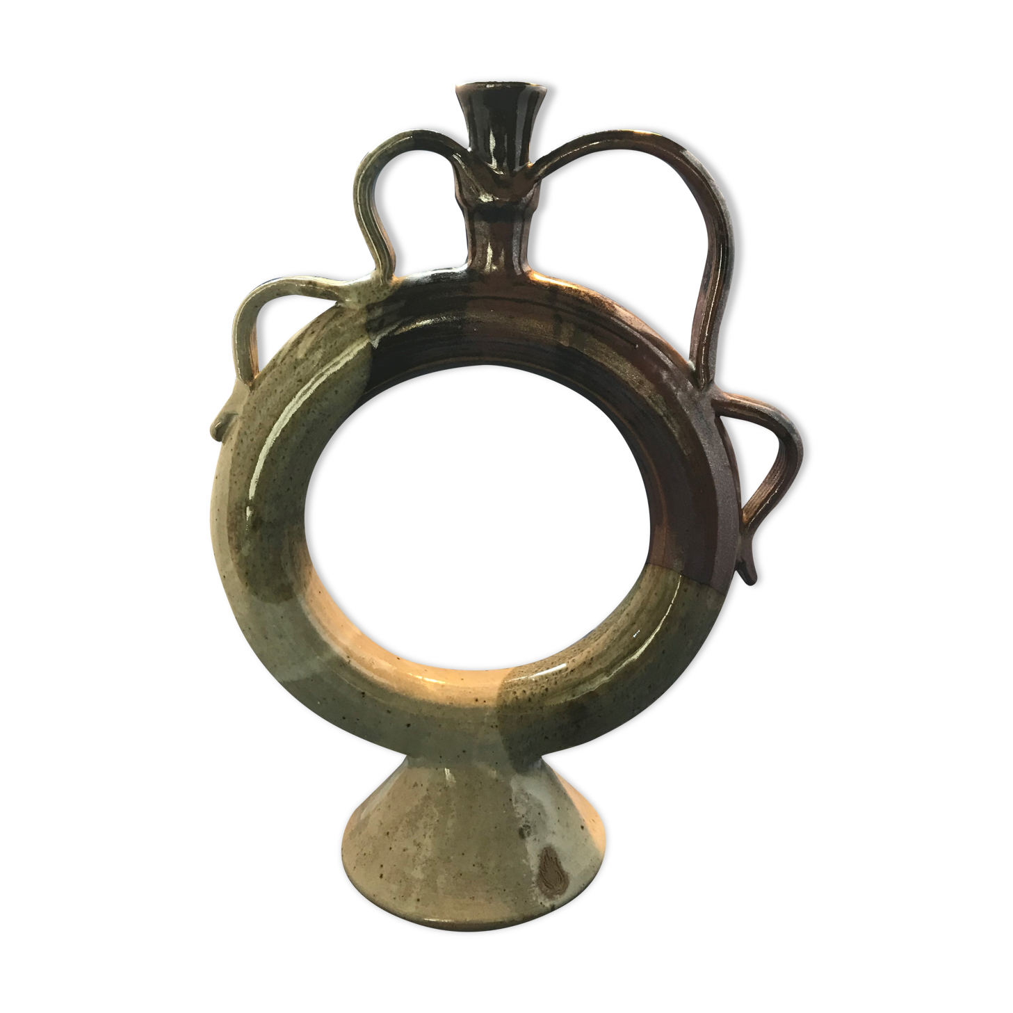 Enamelled ceramic soliflore, unknown signature