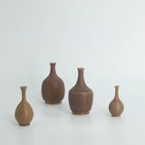 Small Mid-Century Scandinavian Modern Collectible Brown Stoneware Vase by Gunnar Borg, Set of 4
