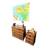 Rattan furniture and wicker vintage chest of drawers chiffonnier 70s