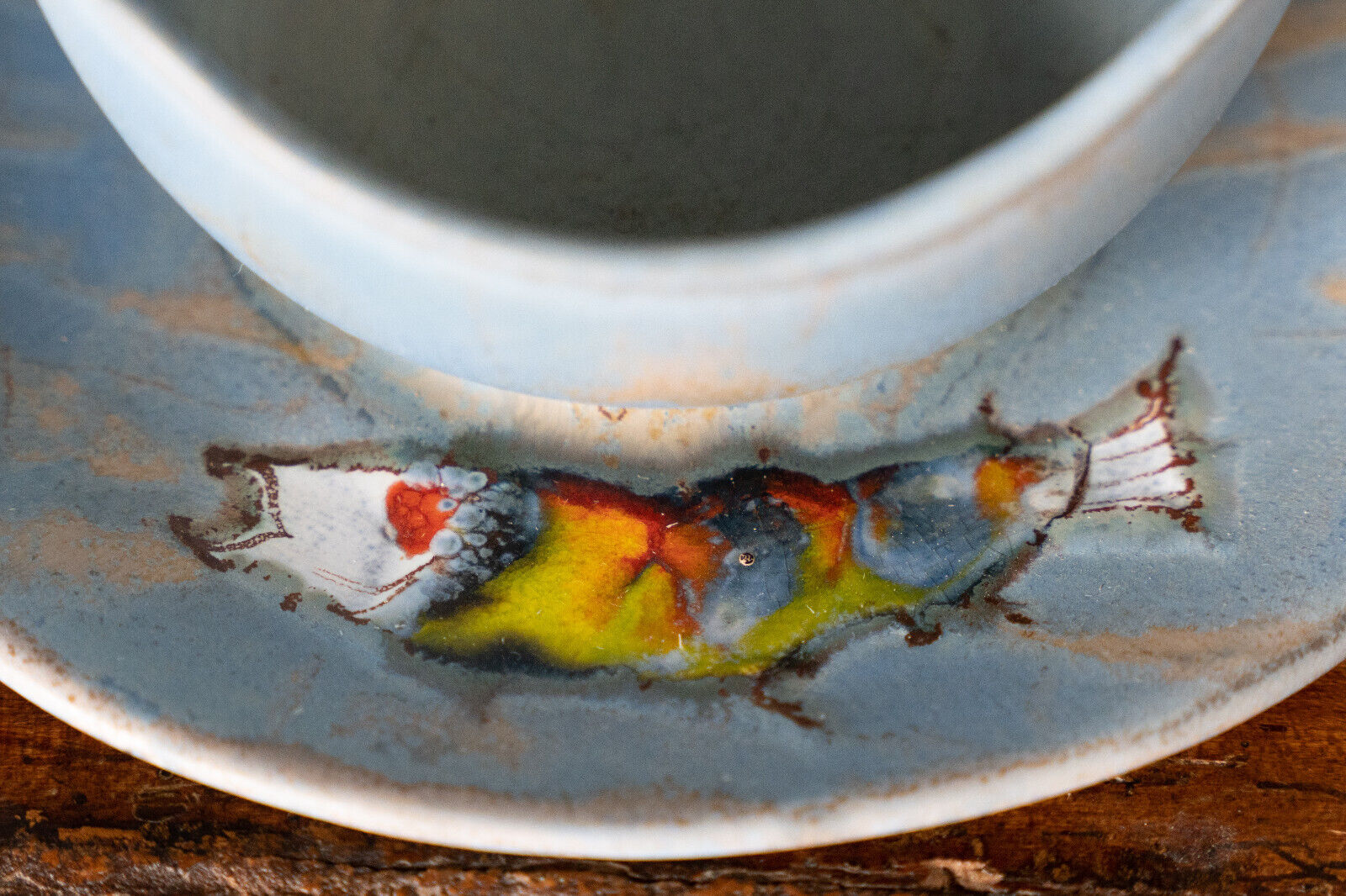 Stylized fish set 1960 Blue background Vallauris 1 course 12 plates