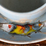 Stylized fish set 1960 Blue background Vallauris 1 course 12 plates