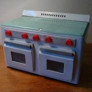 Small metal stove, vintage toy 1950s