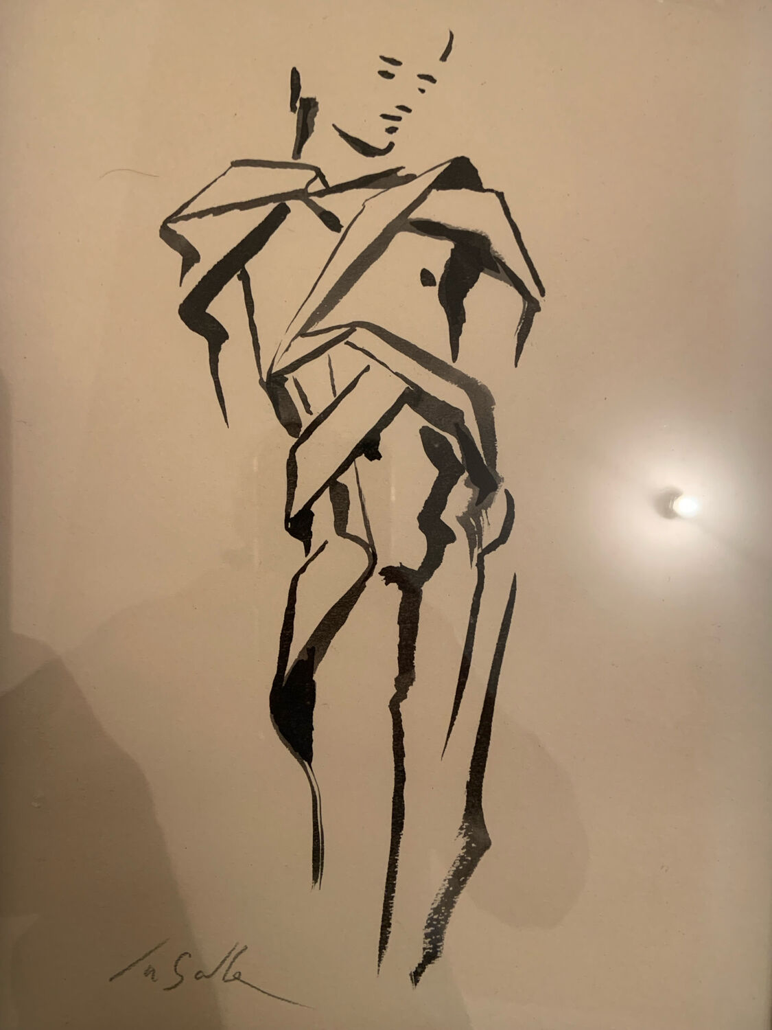Original drawing signed C. La Salle - Stylised nude - 20th century.