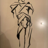 Original drawing signed C. La Salle - Stylised nude - 20th century.