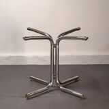 Round dining table in smoked glass and chrome-plated steel, Italy, 1970