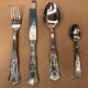 Louis xv style silver metal housewife service 51 pieces + vintage box