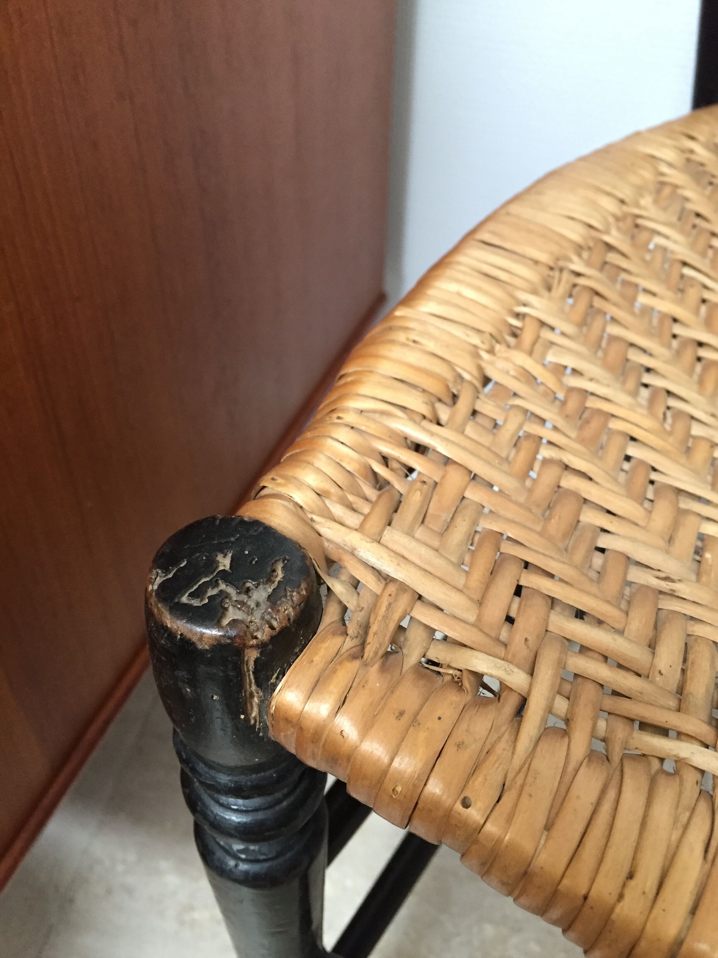 Napoleon lll chairs in blackened wood, early 20th