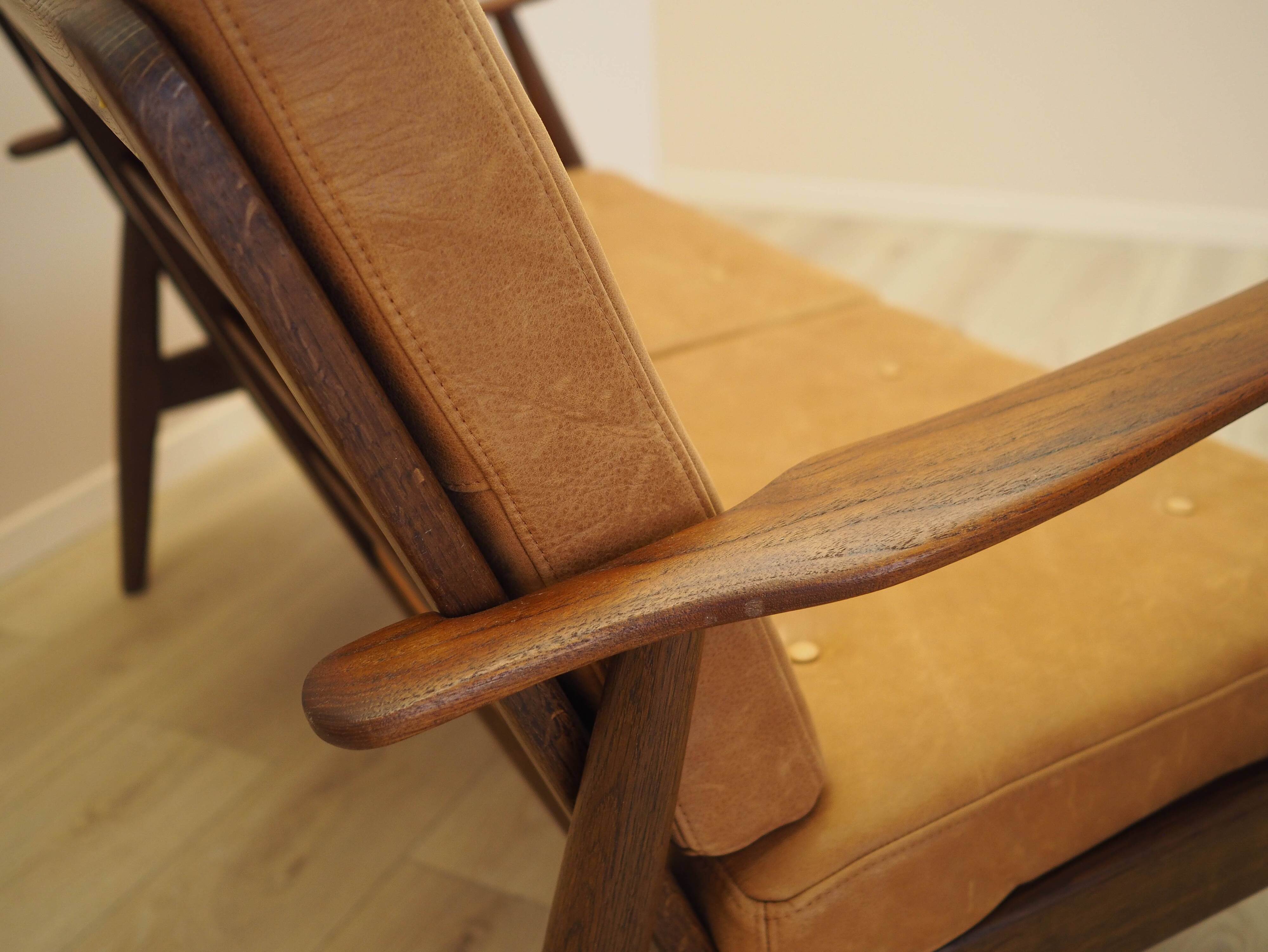 Danish oak sofa with leather upholstery, 1960s