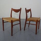Set of Teak and Paper Cord Dining Chairs by Ejner Larsen for Glyngøre Stolefabrik, 1960s