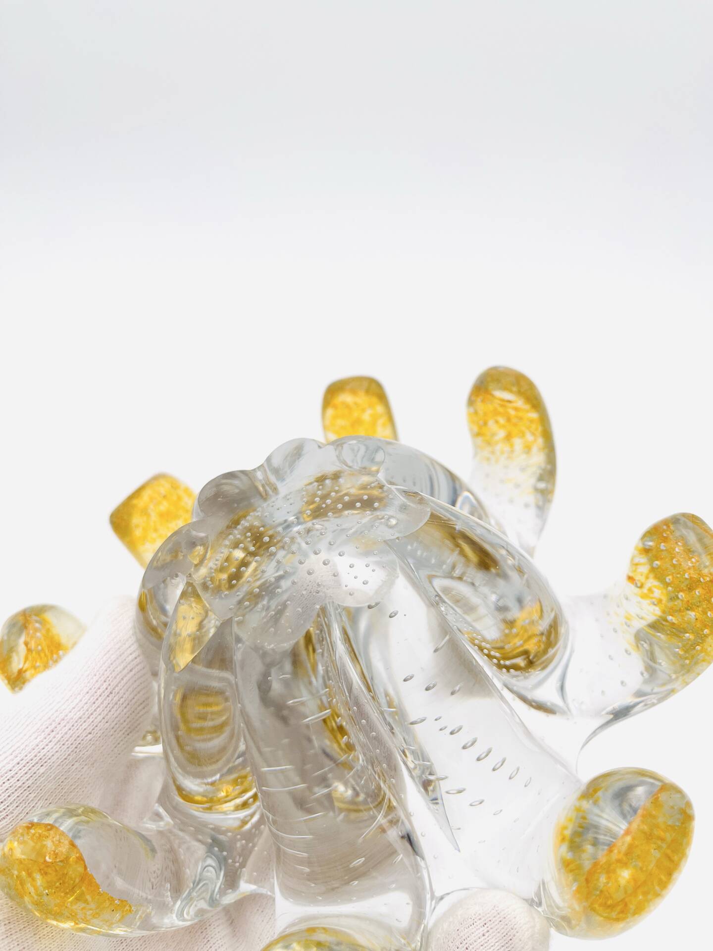 Murano Bowl Archimede Seguso Bullicante Crystal & Fritté Gold 1950