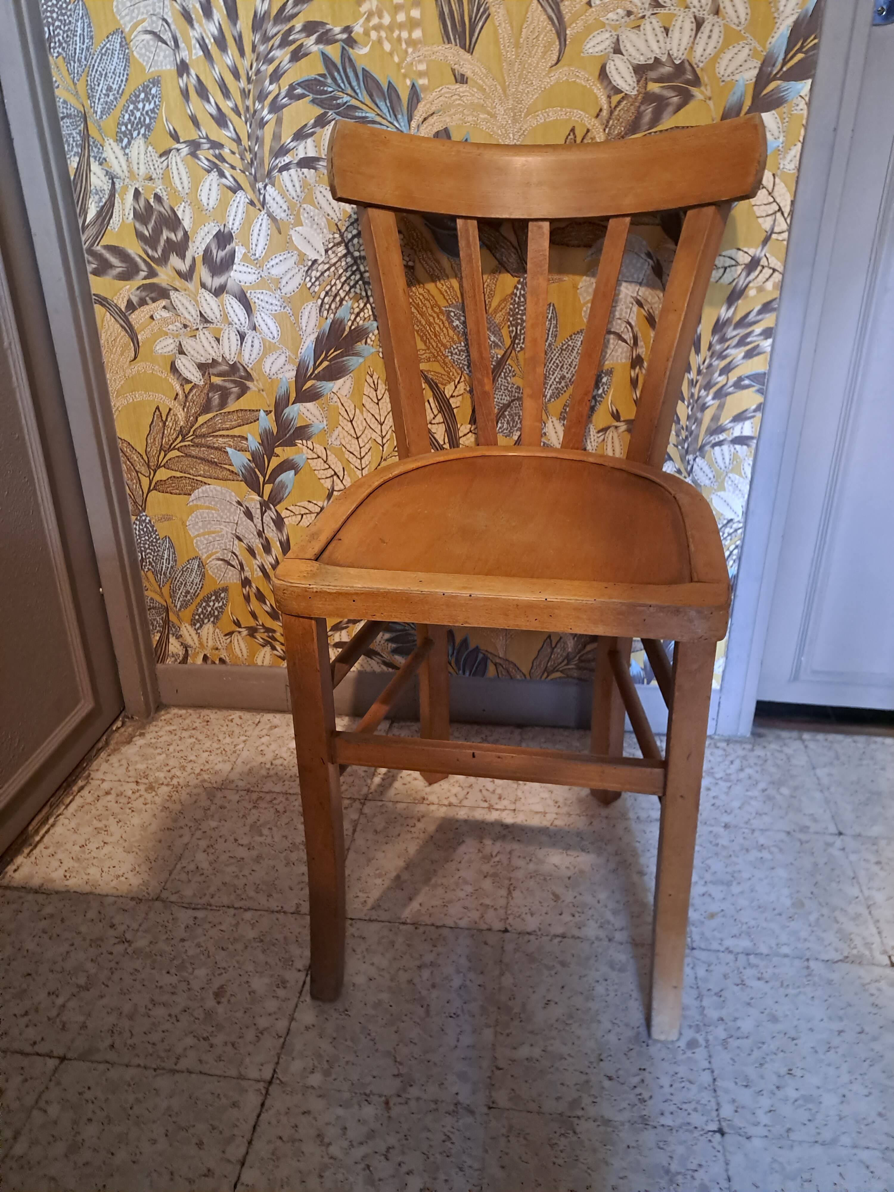 Set of 2 blond wood bistro chairs 1940