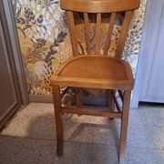 Set of 2 blond wood bistro chairs 1940