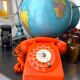 Orange vintage dial phone