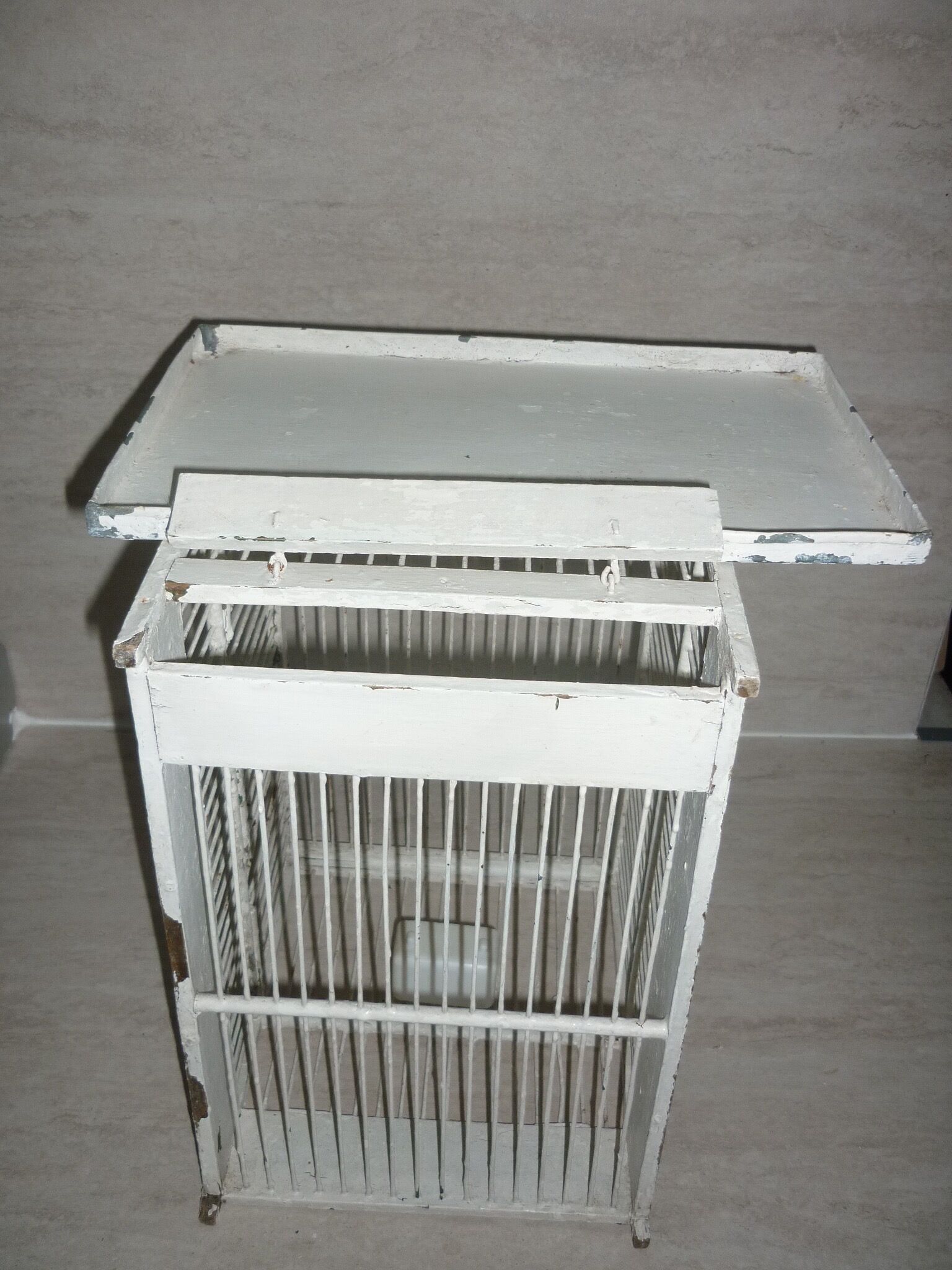 Old white birdcage
