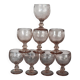 Biot: 8 verres soufflés bullés, modèle Ciboire couleur améthyste D205